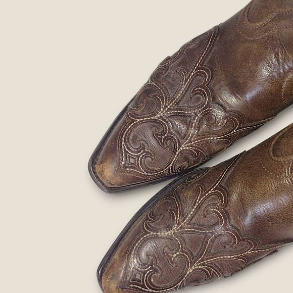 Justin Mens boots Sz 9D Buck Brown Round Toe Western Boots 2253 Comfort Cushion - Picture 11 of 14